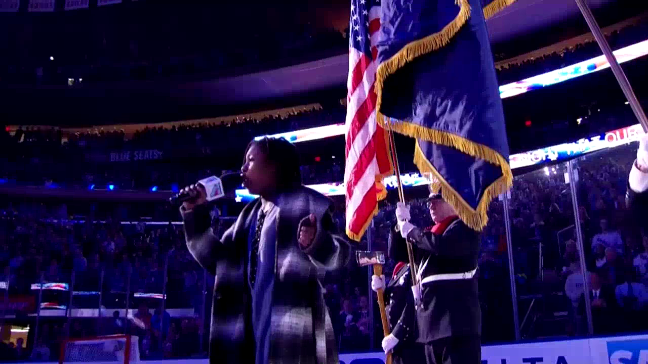 Amadi performing National Anthem at MSG
